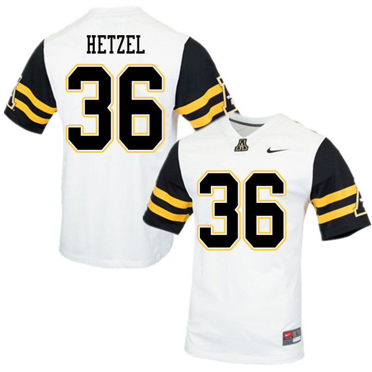 Men #36 Michael Hetzel Appalachian State Mountaineers College Football Jerseys Sale-White - Click Image to Close